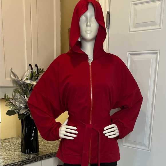 Brand new red hooded fall jacket Too big for me - Picture 2 of 5